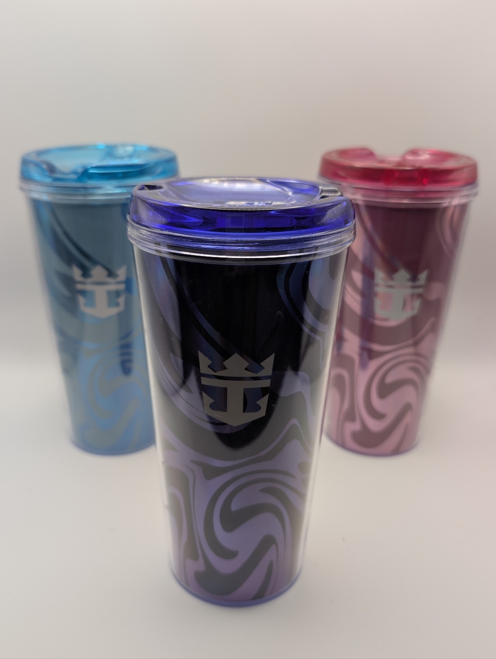 3 Royal Caribbean Tumbler Freestyle Drinking Cups Pink Purple Blue